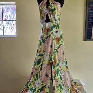 AFRM Halter Long Dress Floral Size Med.